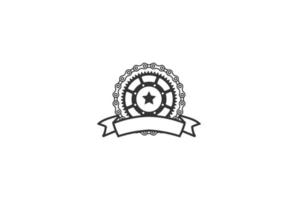 cadena dentada de engranaje vintage retro para vector de diseño de logotipo de emblema de insignia de club deportivo de bicicleta