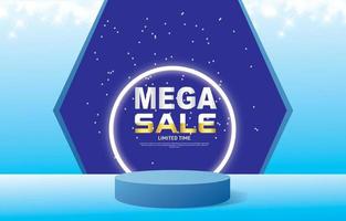 mega sale limited time banner with blue background vector