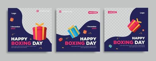 Boxing day sale cocial media post collection. vector