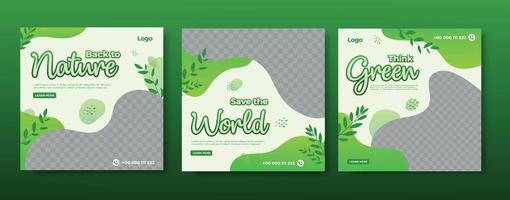 Social media post template with save the Earth vector