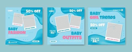 baby fashion with cute liquid blue color for social media post vector