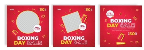 Boxing day sale cocial media post collection. vector