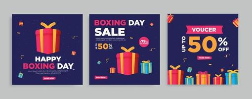 Boxing day sale cocial media post collection. vector