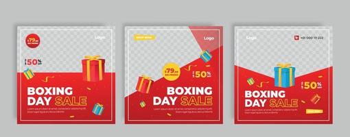 Boxing day sale cocial media post collection. vector