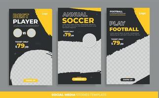 social media stories template for football competition vector