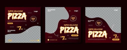 Delicious pizza social media post template vector