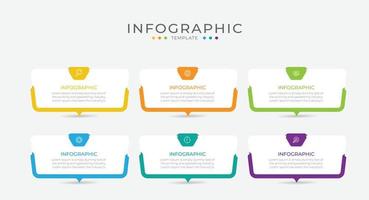 Business infographic element with 6 options, steps, number vector template design