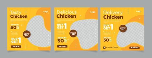 Fried chicken delight menu for social media post template vector