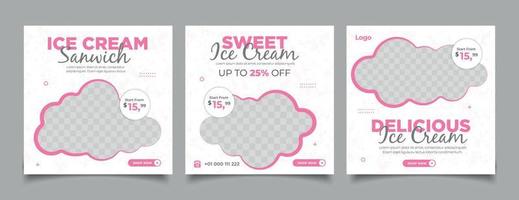 Special delicious ice cream social media post vector