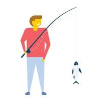 The fisherman is fishing. A man with a fishing rod pulls a big fish.  Fishing concept. Isolated. Vector. 5117701 Vector Art at Vecteezy