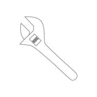 Wrench line icon. llustration for repair theme, doodle style vector