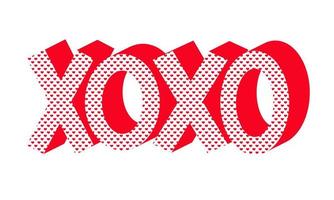 XOXO 3d letters with hearts pattern. Hugs and kisses. Typography design for St. Valentine's Day card, poster, print, sticker, banner.