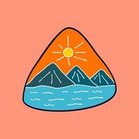 Camping nature adventure wild line badge patch pin graphic illustration vector art t-shirt design