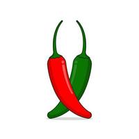 Red and green chili illustration vector