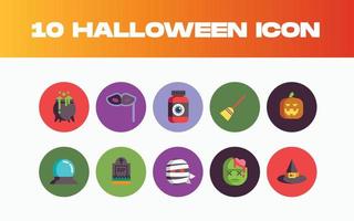 diseño de conjunto de iconos planos de halloween vector