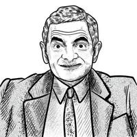 surakarta indonesia - 11 de diciembre de 2021, rowan atkinson mr. ilustración de frijol sobre fondo blanco vector