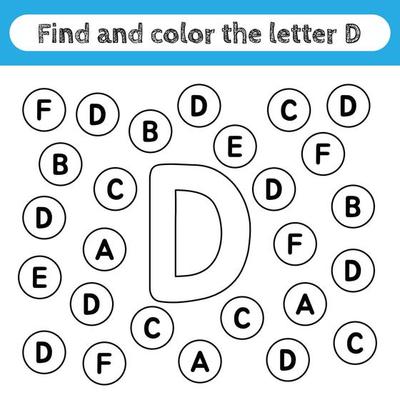 Learning worksheets for kids, find and color letters. Educational game ...