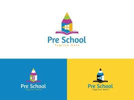 Kids Preschool Logo Design, Kids Montessori School Logo Design Vector Template