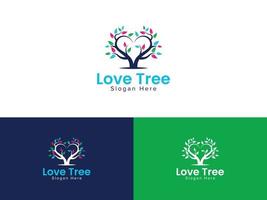 Love Tree Nature Logo,  Heart  Botanical Logo Design Vector Template