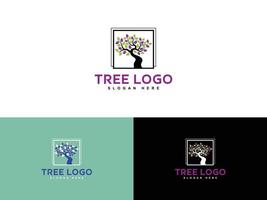 Colorful Garden Logo Vector, Abstract Tree Box Logo Vector Template