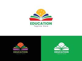 logotipo de educación, logotipo de la escuela infantil, plantilla de vector de diseño de logotipo de libro