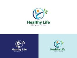 logotipo de vida saludable, logotipo de bienestar, plantilla de vector de logotipo de nutrición
