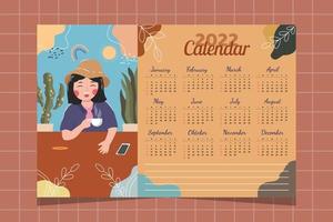 cute calendar 2022 with character vector