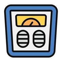 Weight machine icon design, footprint on a machine in flat style vector