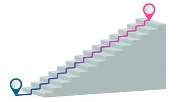 Stair with blue and red pointers. vector