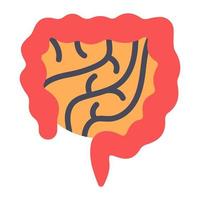 Large intestine icon in flat vector