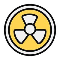 A chemical radioactive symbol icon in flat design, radiation vector