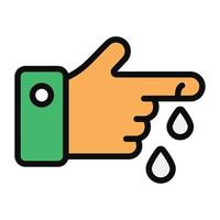 Flat icon of finger cut, forefinger injury vector