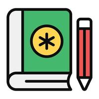 Open book with medical sign, medical book icon vector