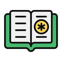 Open book with medical sign, medical book icon vector