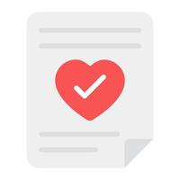 Heart on paper showcasing cardiology report icon vector