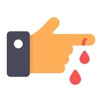 Flat icon of finger cut, forefinger injury vector