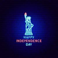 Happy Independence Day Neon Label vector