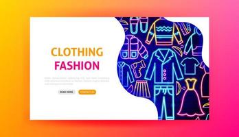 Clothing Fashion Neon Landing Page vector