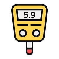 Flat vector design of glucometer, a medical device used for determining the concentration of glucose in blood