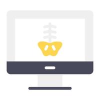 Bone inside monitor, concept of online x ray icon vector