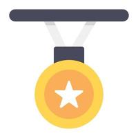 Star medal icon in flat style, achievement concept vector