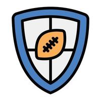 Rugby inside shield, sports insurance icon vector