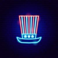 USA Uncle Sam Hat Neon Sign vector