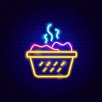 Laundry Dirty Basket Neon Sign vector