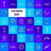 Fathers Day Line Icons vector