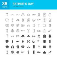 Fathers Day Line Web Glyph Icons vector