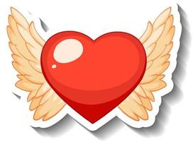 Winged heart cartoon sticker vector