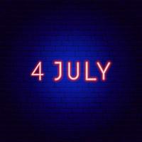 The Fourth of July Neon Text vector