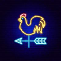 Rooster Weathervane Neon Sign vector