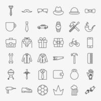 Fathers Day Line Icons Set vector